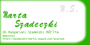 marta szadeczki business card